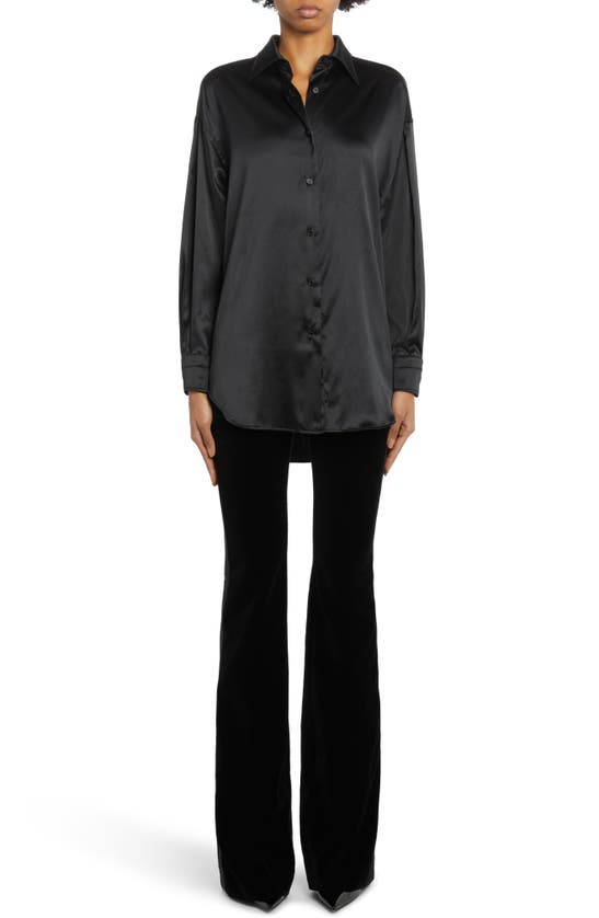 TOM FORD TOM FORD RELAXED FIT STRETCH SILK SATIN BLOUSE