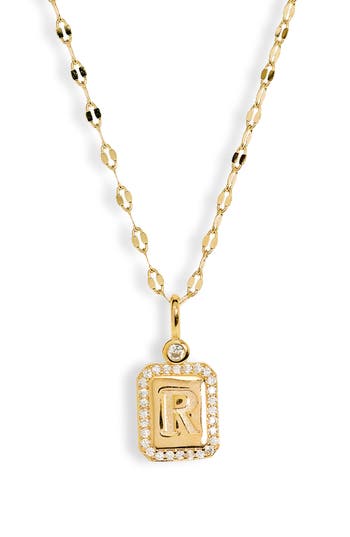 Leith Initial Pendant Necklace In R- Clear- Gold