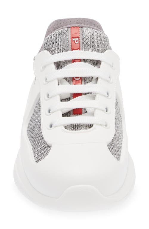 Prada White Lace Up Sneakers In Multi