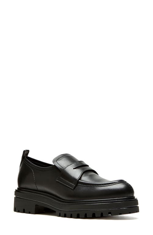 Shop La Canadienne Tray Waterproof Platform Penny Loafer In Black Leather