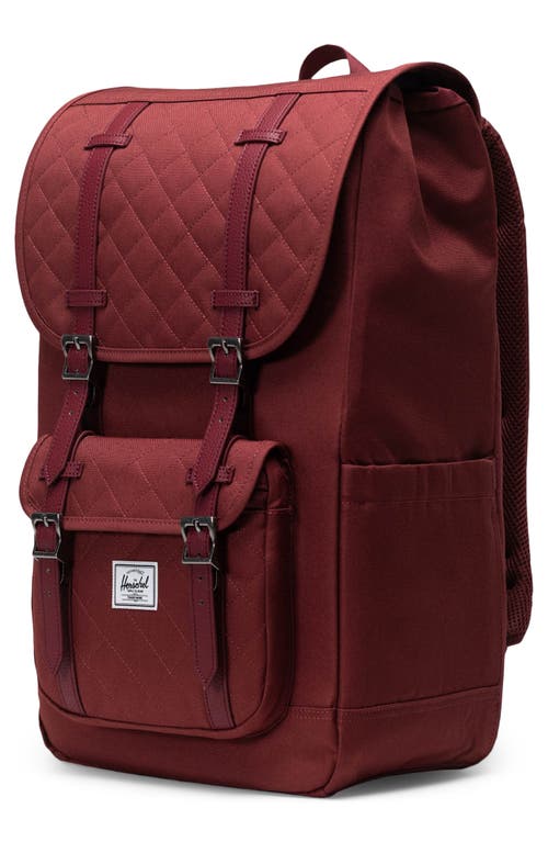 Shop Herschel Supply Co . Little America Backpack In Oxblood Red Quilted