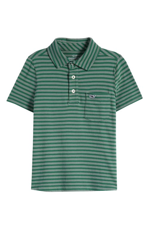 Shop Vineyard Vines Kids' Island Stripe Pocket Polo In Schooner Stripe Green