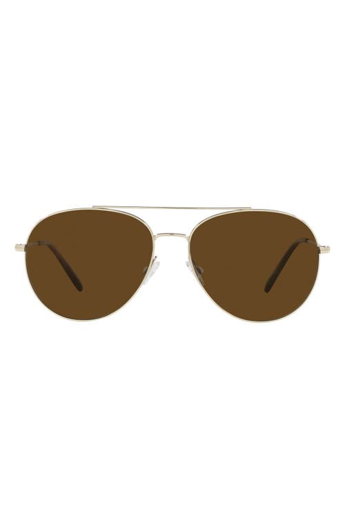 Oliver Peoples Airdale 58mm Polarized Pilot Sunglasses in Soft Gold/True Brown at Nordstrom