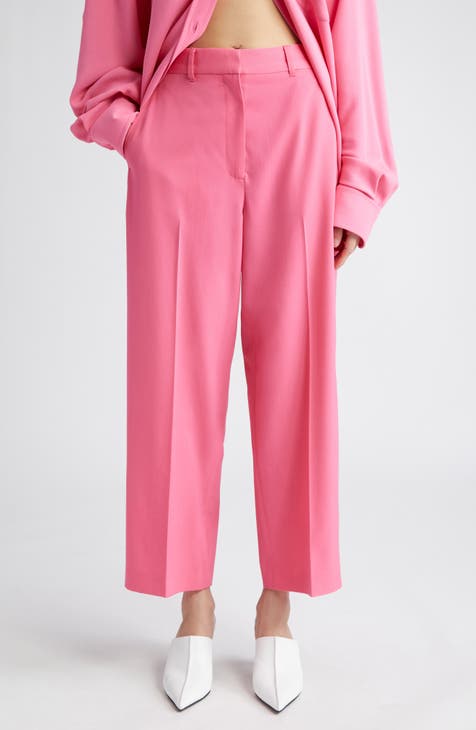 HFENGKG Pink Pants for Women Striped Wide Leg Trousers Female
