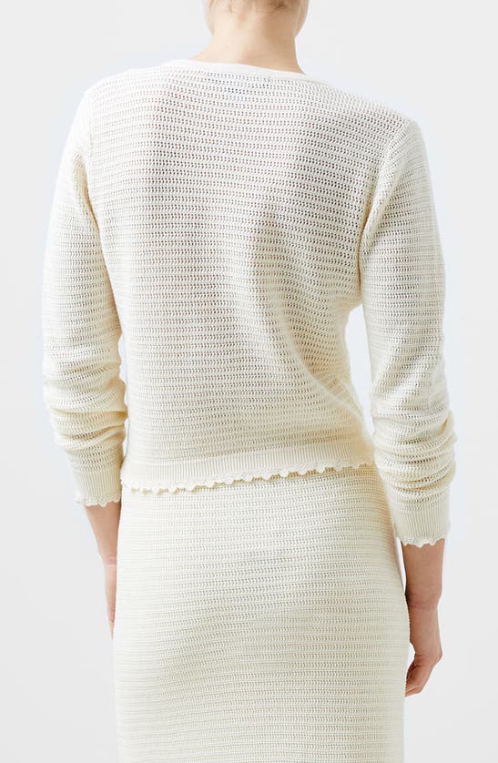 Shop French Connection Nesta Open Stitch Cardigan In Classic Cream