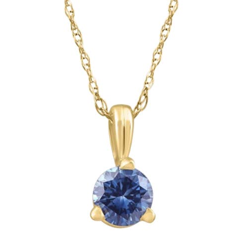 Bliss Diamond 1/5ct Blue Diamond Pendant Lab Grown Necklace In 14k Yellow Gold