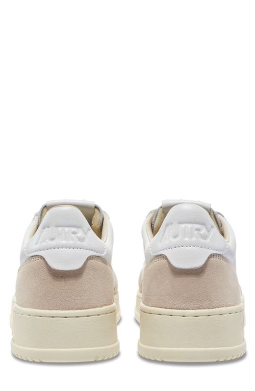 Autry 'medalist' White Low Top Sneakers With Beige Suede Details In White W/white