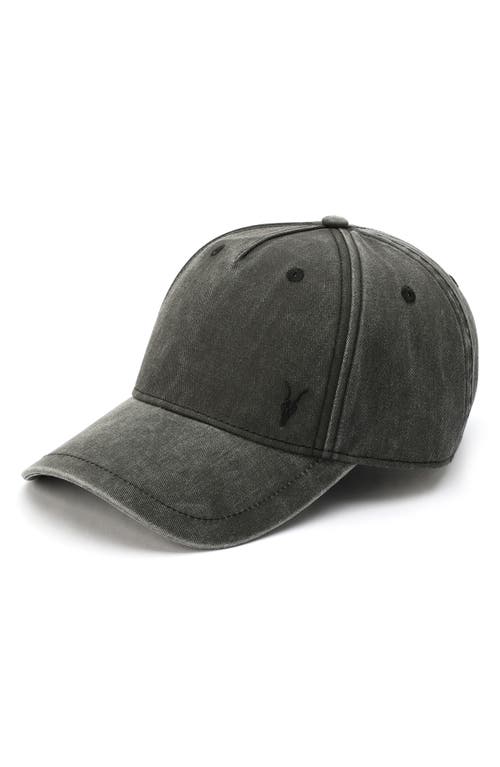 Shop Allsaints Ramskull Baseball Cap In Washed Black