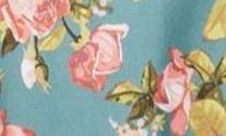 Shop Astr Floral Print Long Sleeve Midi Dress In Blue Floral