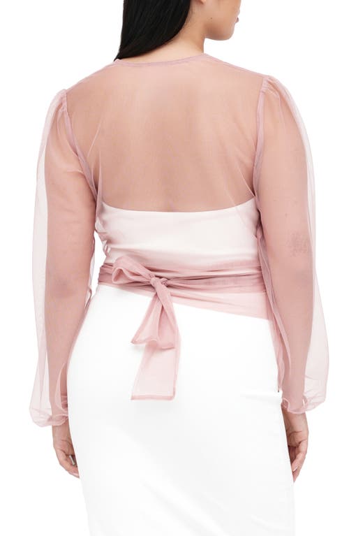 Shop Marcella Verona Sheer Mesh Wrap Bolero In Dusty Pink