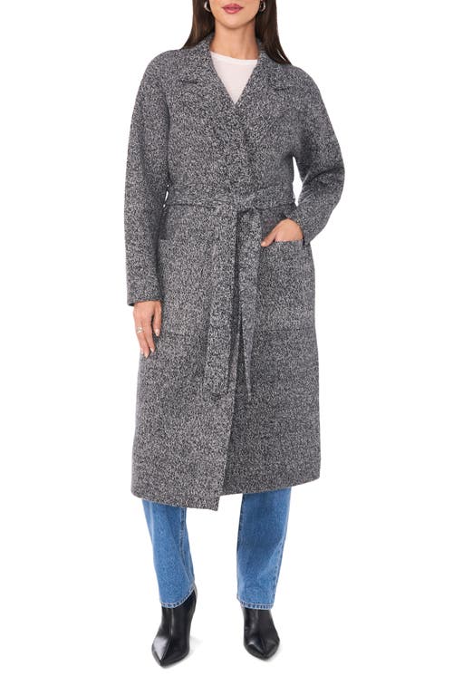 Shop Vince Camuto Notched Lapel Tie Waist Cardigan In Medium Heathered Grey Marled