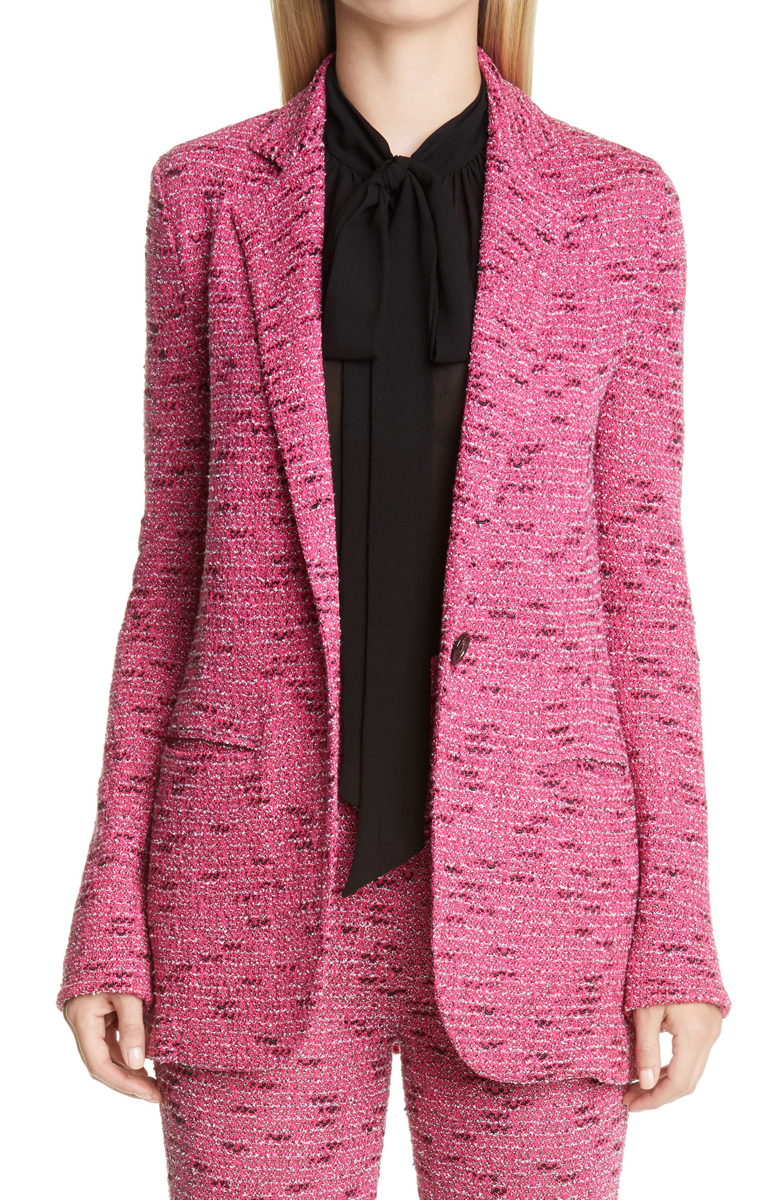 pink knit blazer