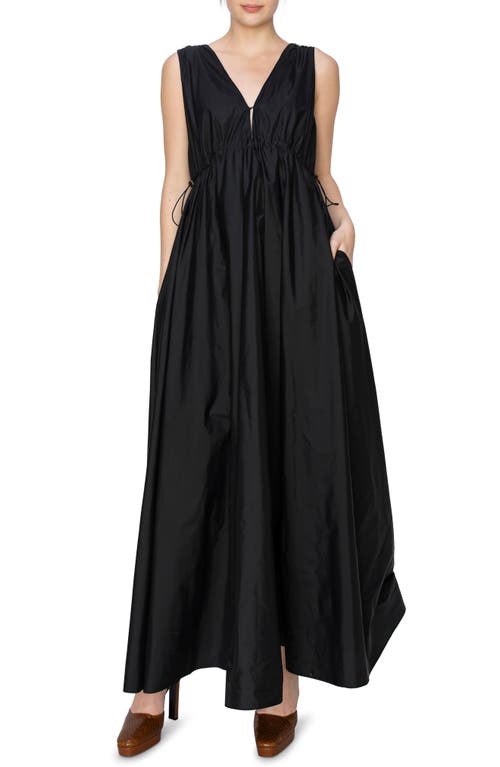 MELLODAY Ruched Maxi Dress Black at Nordstrom,