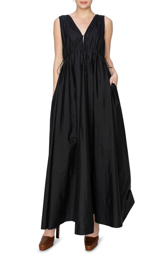 Melloday Ruched Maxi Dress In Black