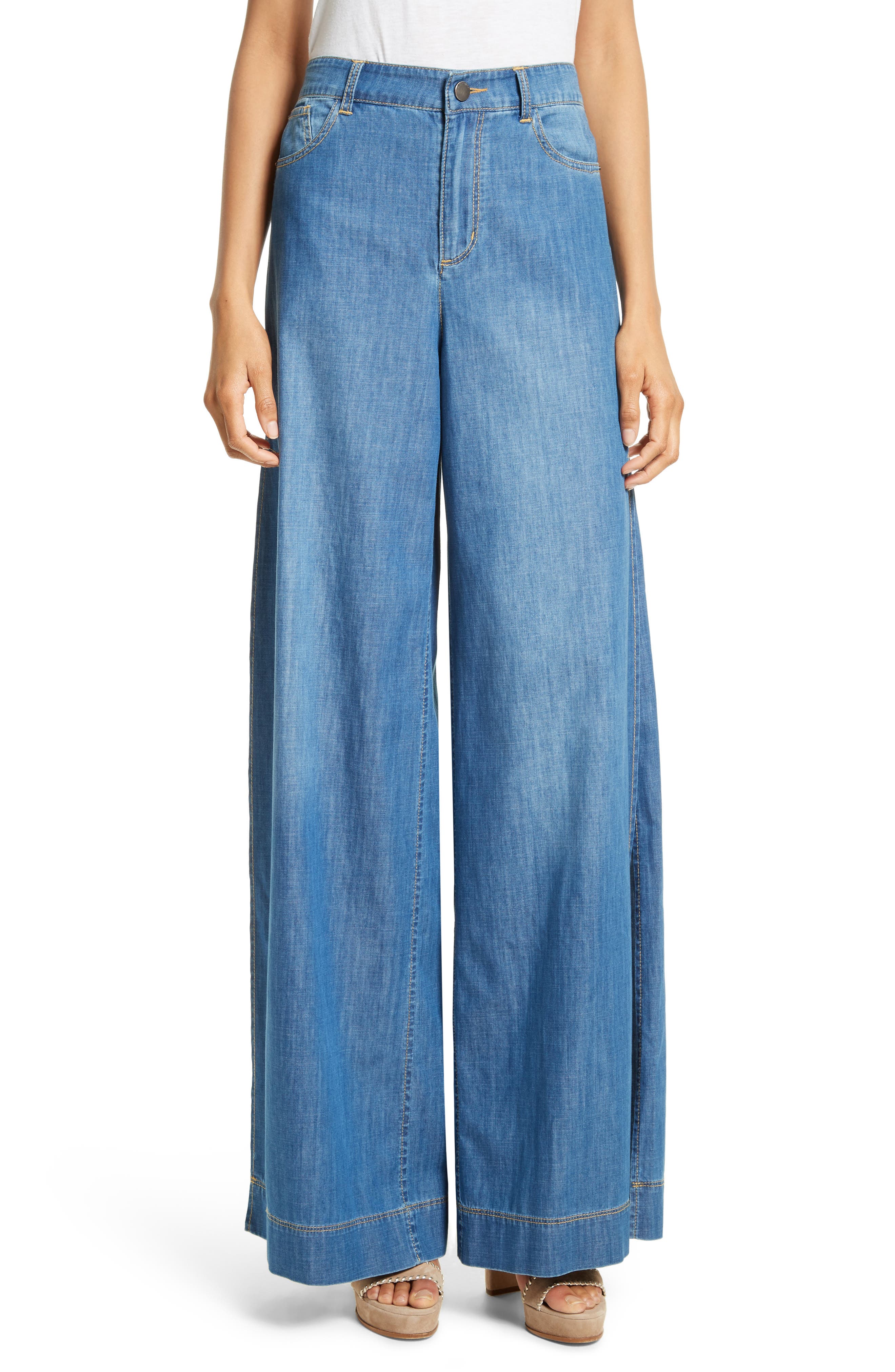 wide leg jeans with slits