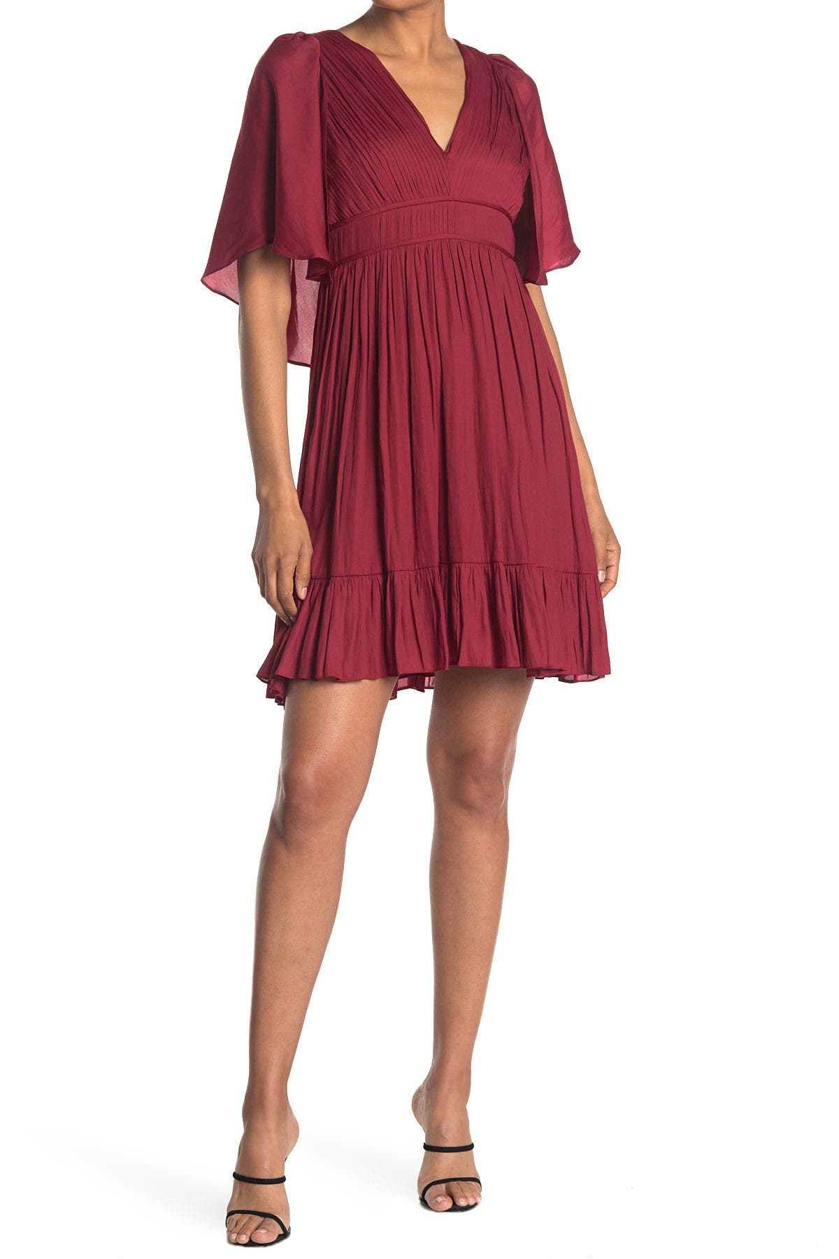 Halston Flowy Cape Sleeve Dress In Open 