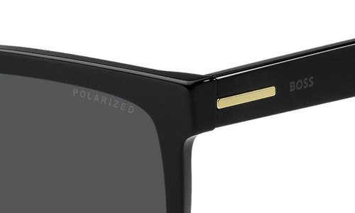 Hugo Boss Boss 59mm Polarized Rectangular Sunglasses In Black