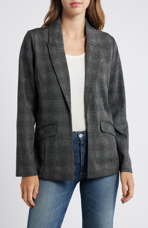 Wit & Wisdom Plaid Open Front Blazer In Charcoal Black