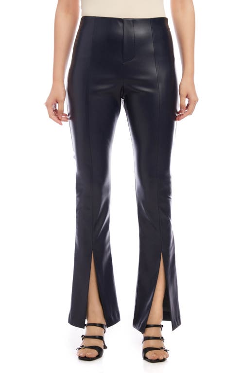 FIFTEEN TWENTY Front Slit Faux Leather Pants Navy at Nordstrom,