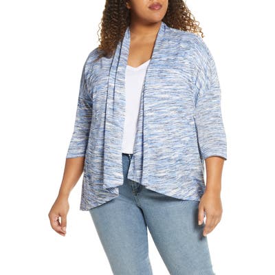 Plus Size Bobeau Luann Open Front Cardigan, Blue