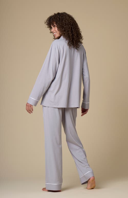 Shop Kip. Kip Luxe Stretch Cotton Pajama Set In Haze