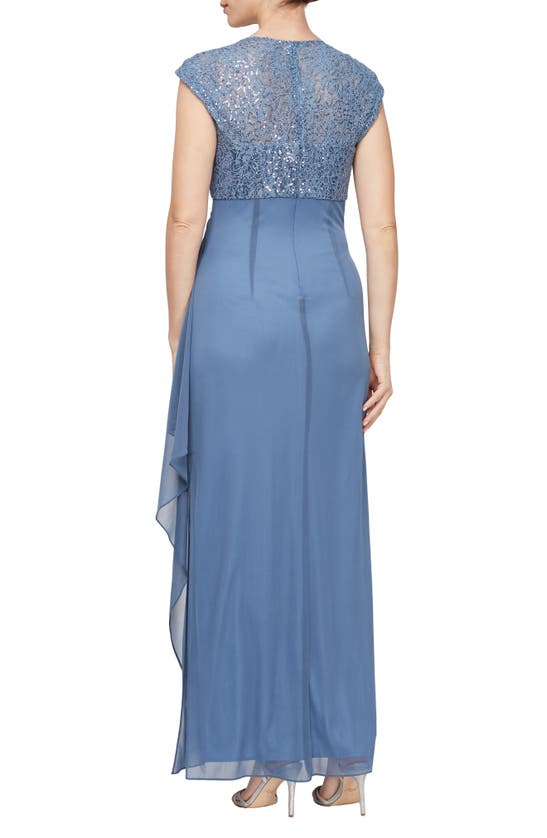 Shop Alex Evenings Sequin Lace Bodice Empire Waist Gown In Wedgewood