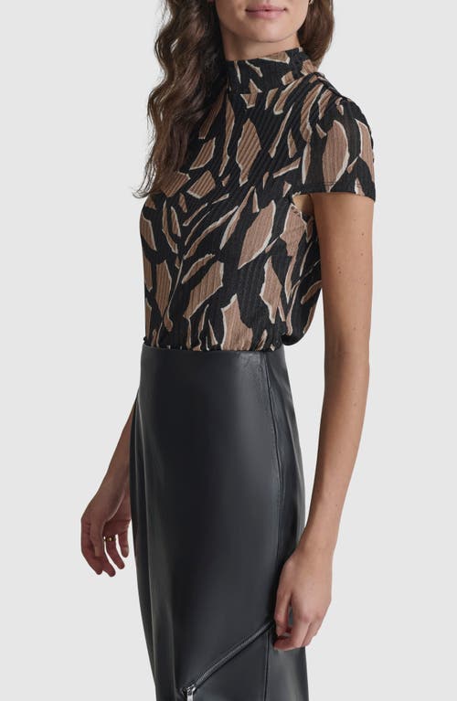 Shop Dkny Abstract Print Rib Top In Abstract Geometric Truffle