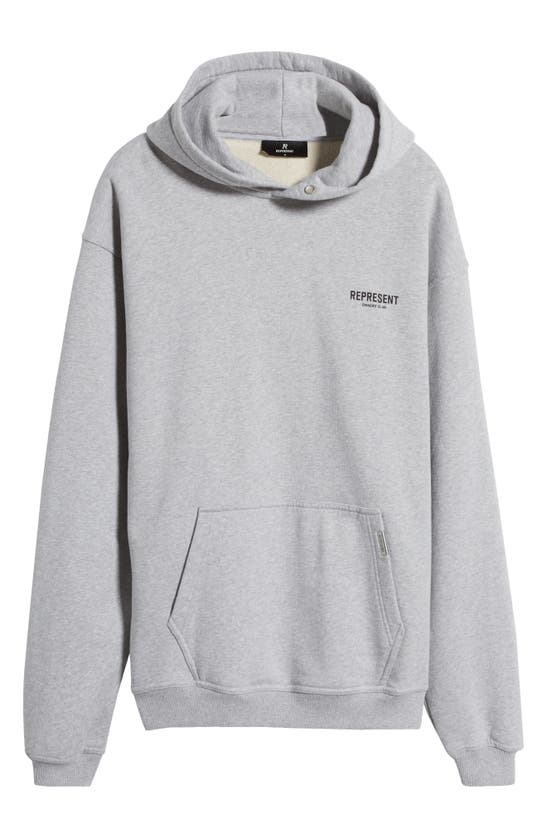 Shop Represent Owners Club Cotton Graphic Hoodie In Ash Grey/ Black