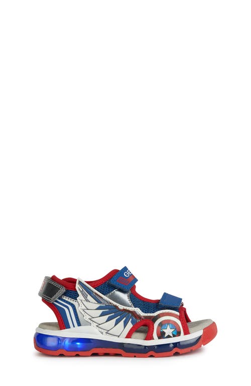 Geox X Marvel Kids' Android Light-up Sandal In Blue/red