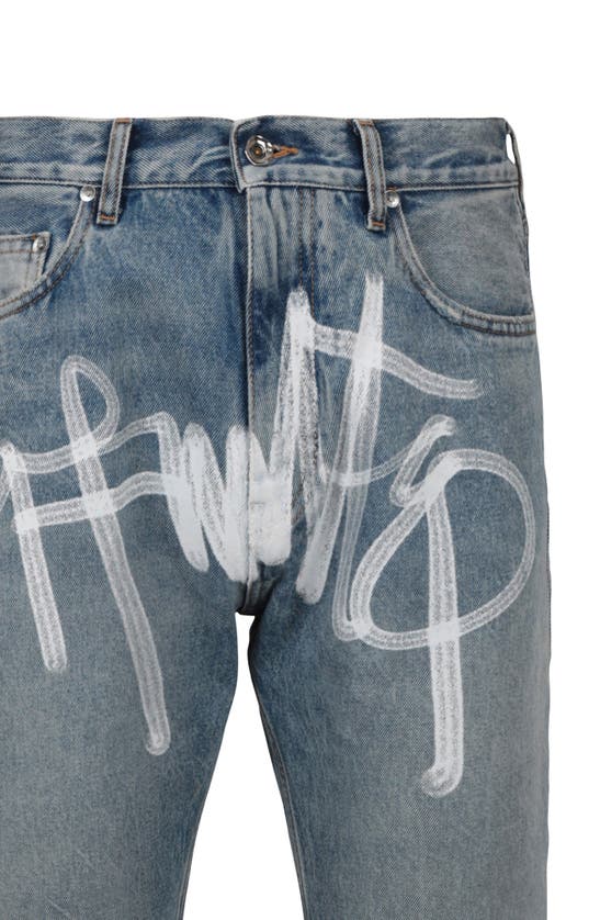 Shop Off-white Graffiti Skate Fit Jeans In Vintage Blue