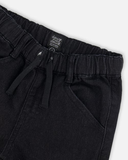 Shop Deux Par Deux Baby Boy's French Terry Jogger Pants Black Denim In Black Denim Textured