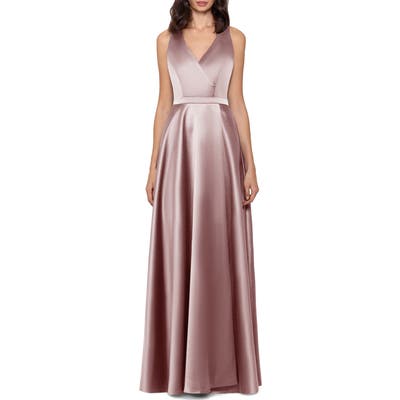 Xscape Satin Gown, Beige