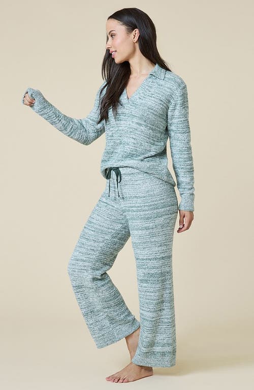 SOFTIES SOFTIES HEATHER  MARSHMALLOW JOHNNY COLLAR LOUNGE SET 