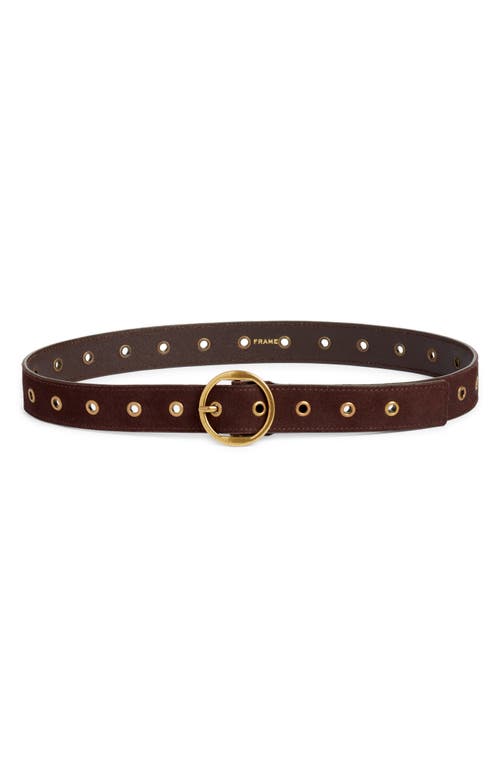 Frame Grommet Leather Belt In Brown