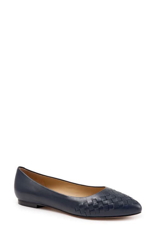 Trotters Estee Woven Flat Navy Leather at Nordstrom,