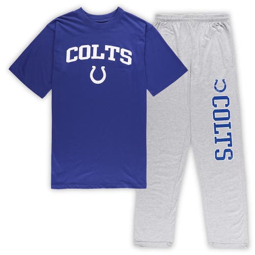 Men's Concepts Sport Royal/Heather Gray Indianapolis Colts Big & Tall T-Shirt & Pants Sleep Set