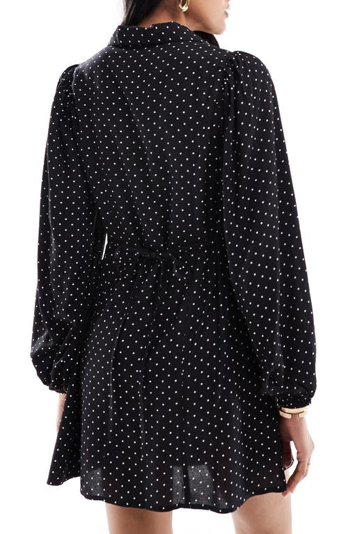 Shop Miss Selfridge Long Sleeve Mini Shirtdress In Black Multi