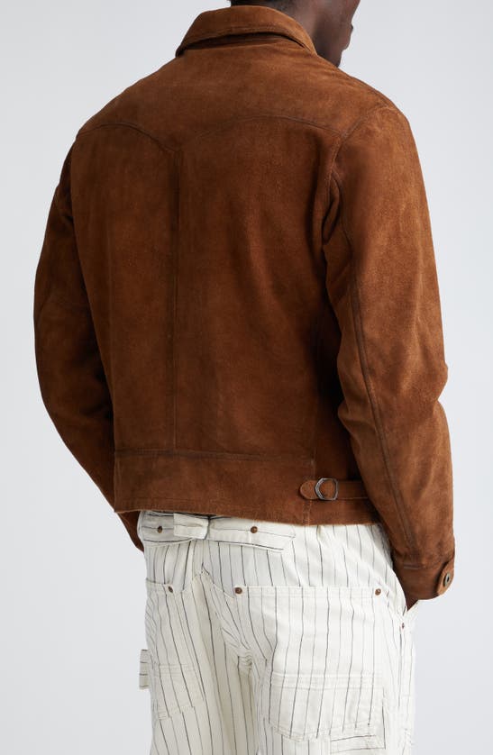 Shop Double Rl Alston Roughout Leather Jacket In Brown