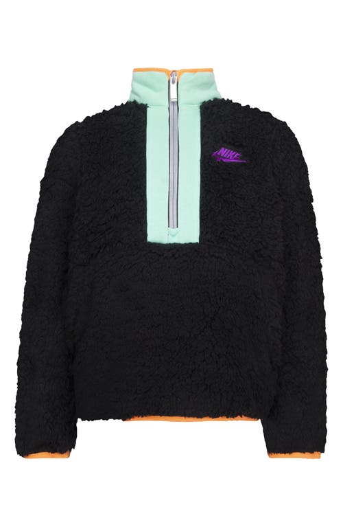 Nike Kids' NSW Illuminate High Pile Fleece Half Zip Pullover Black at Nordstrom,