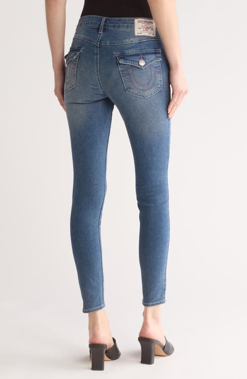 Shop True Religion Brand Jeans Jennie Mid Rise Flap Pocket Skinny Jeans In Medium Heavenly Wash