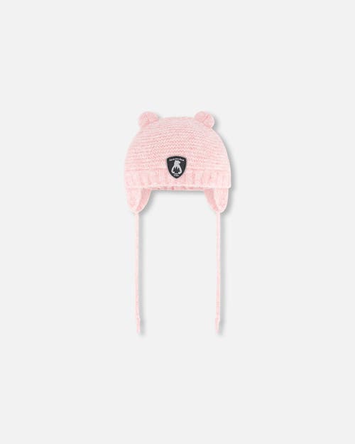 Shop Deux Par Deux Baby Girl's Knit Hat With Ears Pink In Coral Cloud