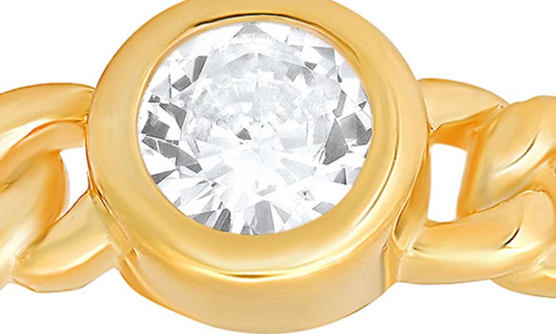 Queen Jewels Bezel Set Curb Chain Ring In Gold
