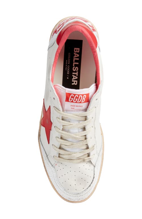 Shop Golden Goose Ball Star Low Top Sneaker In White/strawberry Red