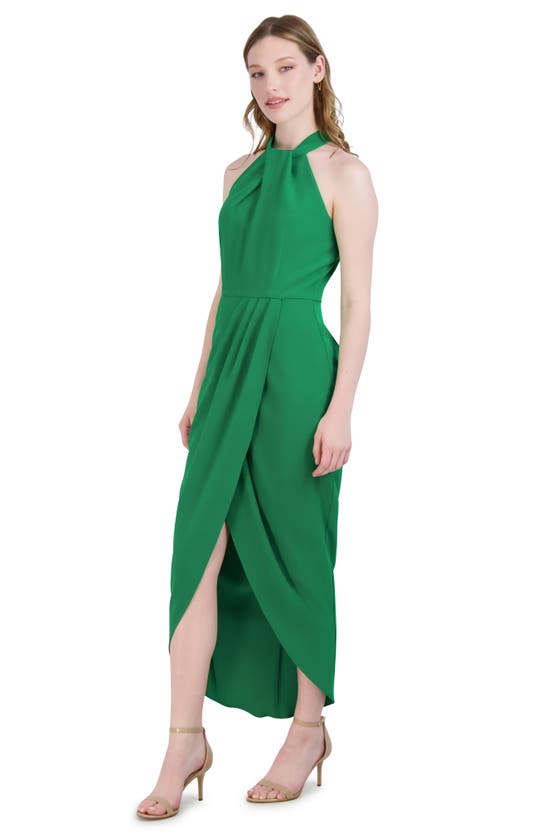 Julia Jordan Knot-neck Tulip-hem Midi Dress In Green