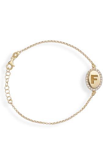 Meshmerise Diamond Initial Disc Bracelet In Yellow-f