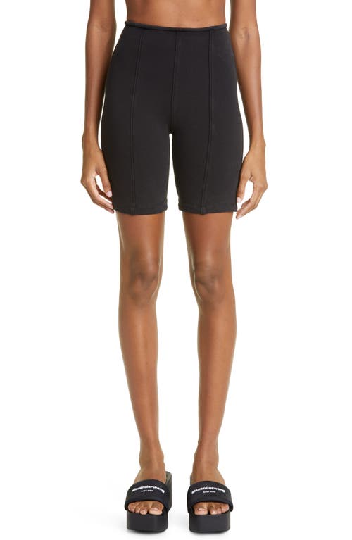 Alexander Wang High Waist Stretch Cotton Bike Shorts in Black