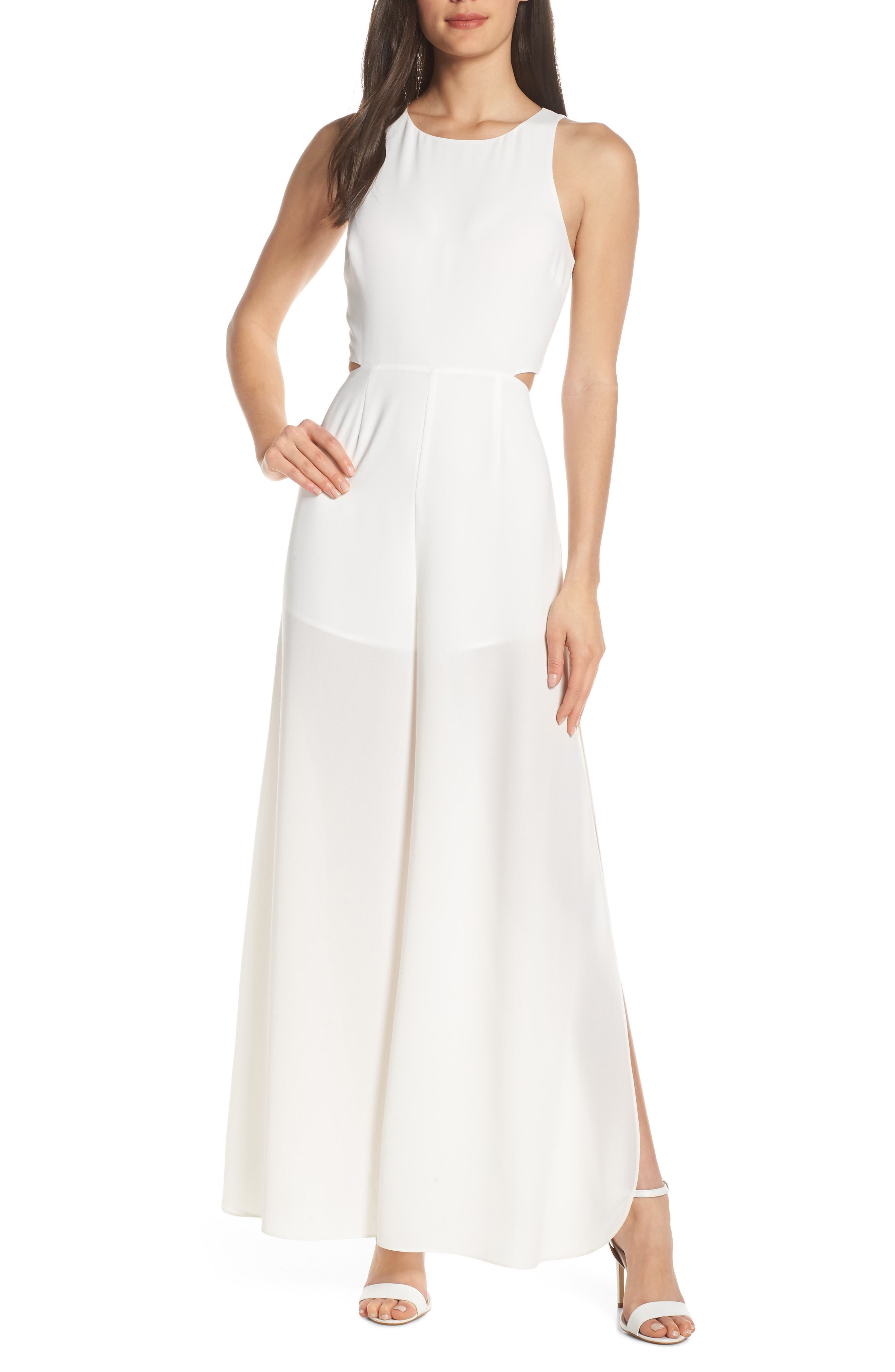 Ali & Jay Rooftop Chiffon Tulip Leg Jumpsuit, White