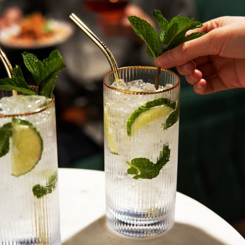 Viski Meridian Crystal Highball Glasses Set Of 2 In Clear