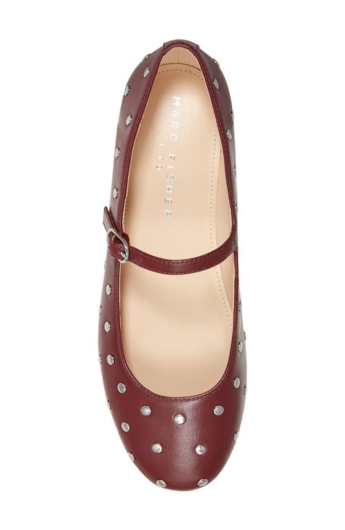 Shop Marc Fisher Ltd Elizza Studded Mary Jane Flat In Burgundy