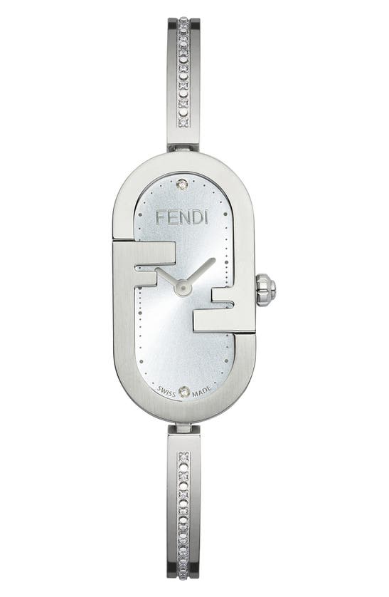 Fendi O'lock Swiss Quartz Diamond Bracelet Watch, 14.8mm X 28.3mm In Metallic